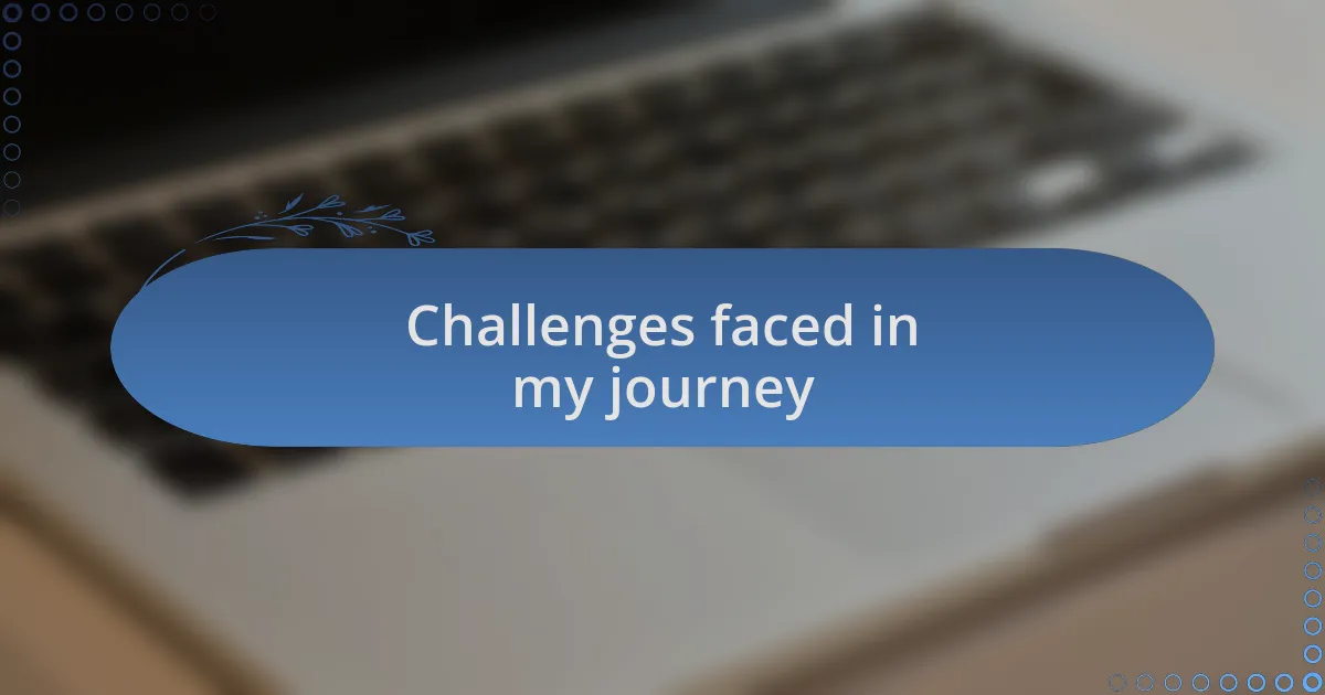 Challenges faced in my journey