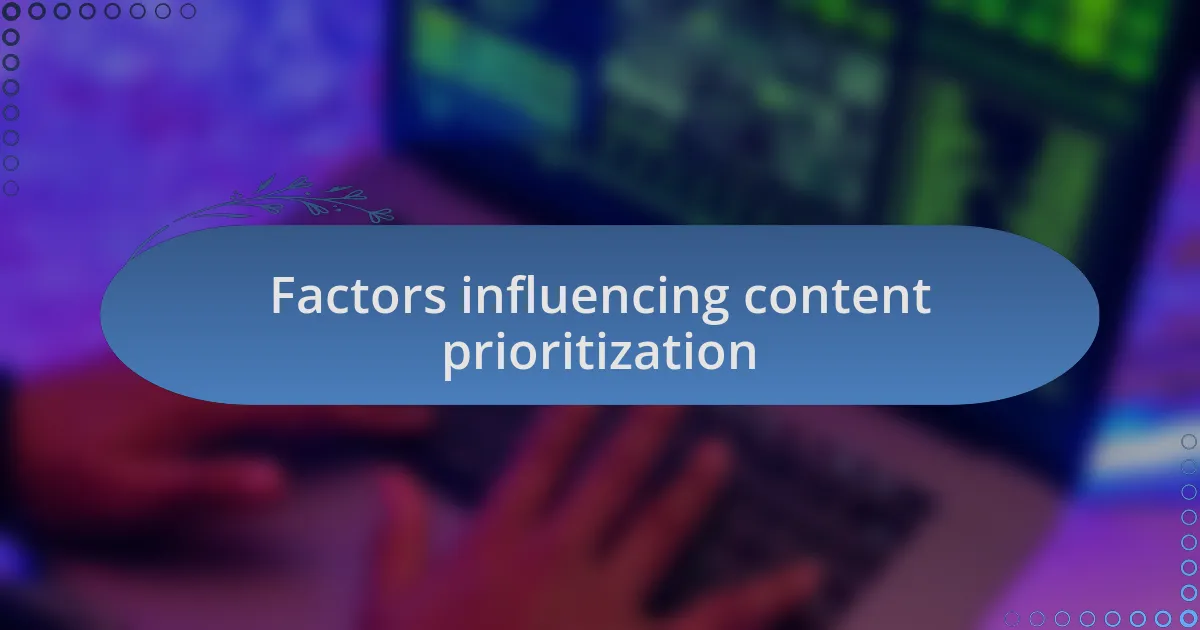 Factors influencing content prioritization