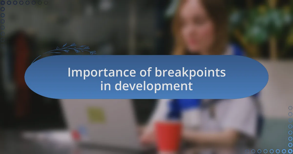 Importance of breakpoints in development