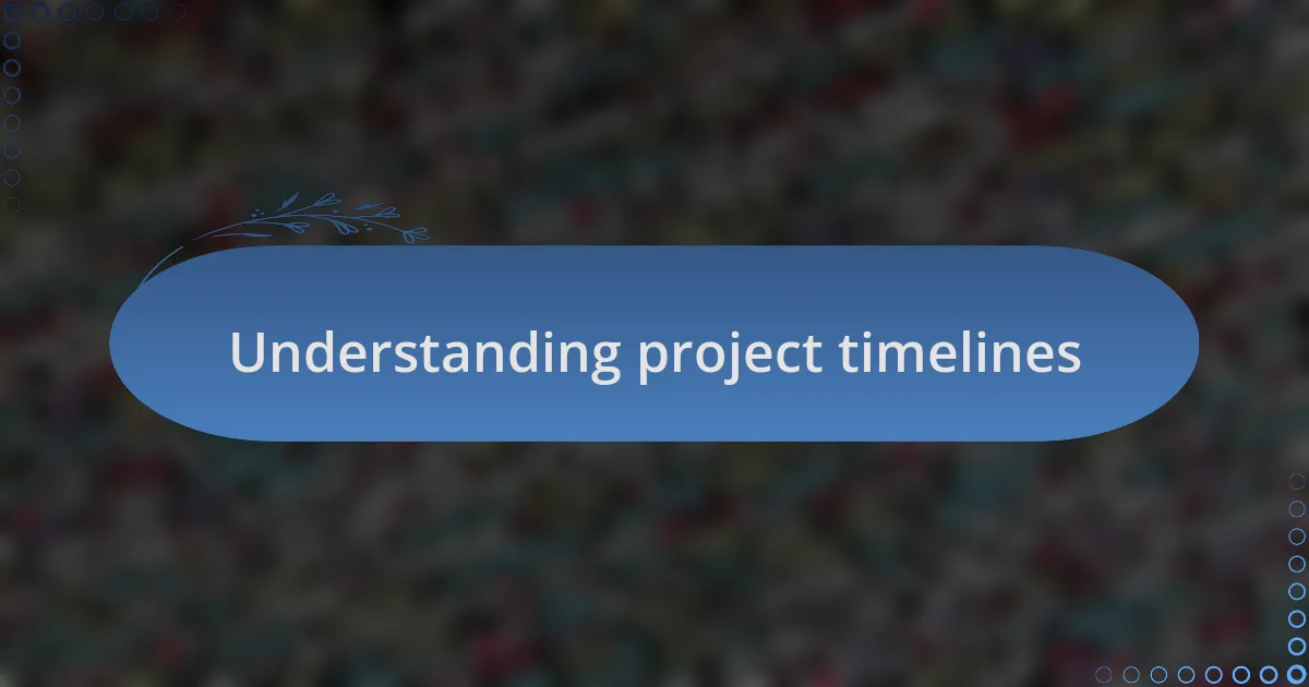 Understanding project timelines